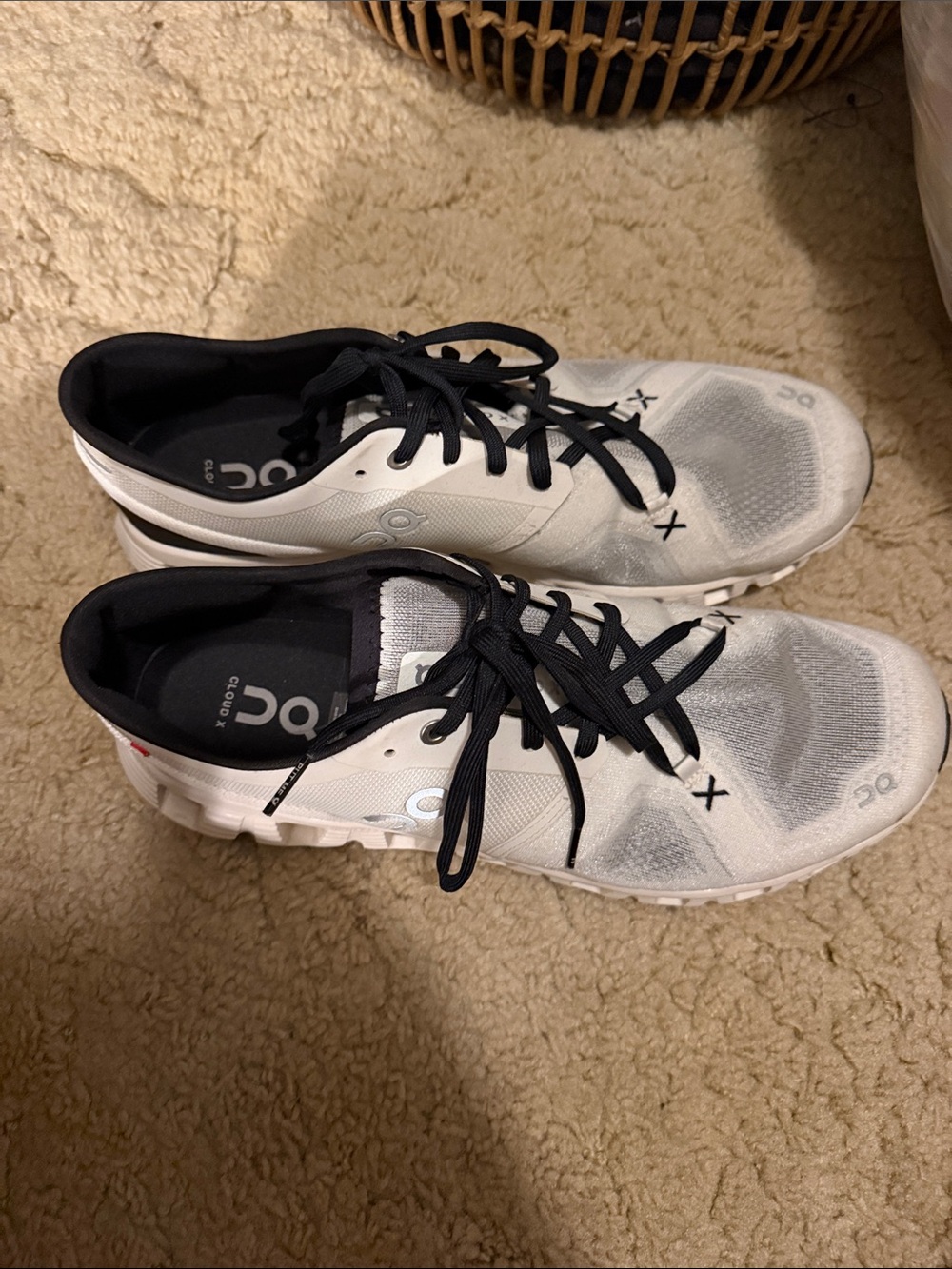 On Running White and Black Men's Cloudflow Running Shoes